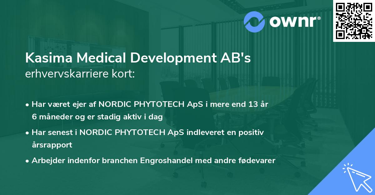 Kasima Medical Development AB's erhvervskarriere kort