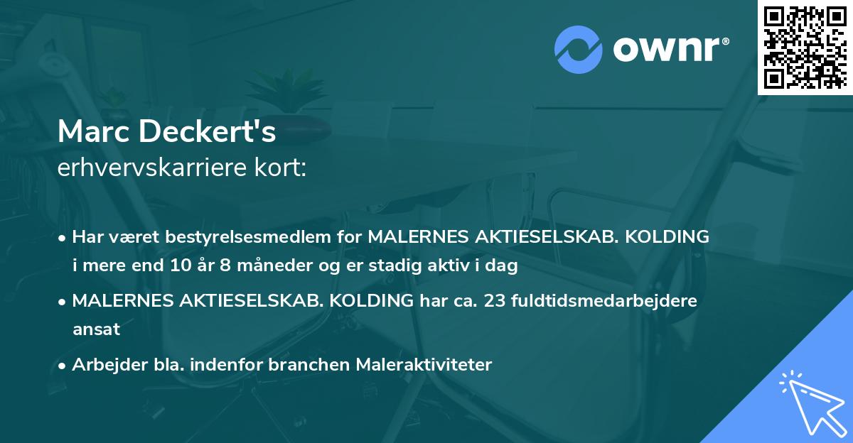 Marc Deckert's erhvervskarriere kort