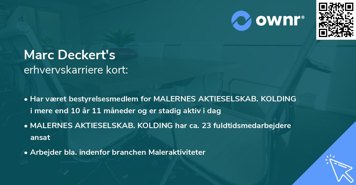 Marc Deckert's erhvervskarriere kort