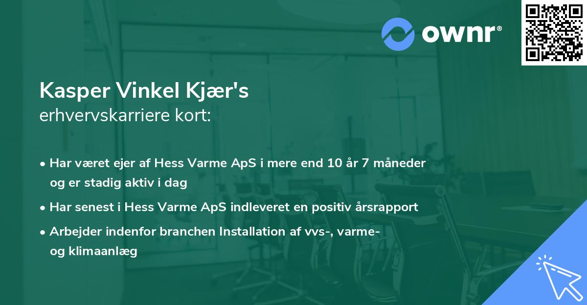 Kasper Vinkel Kjær's erhvervskarriere kort