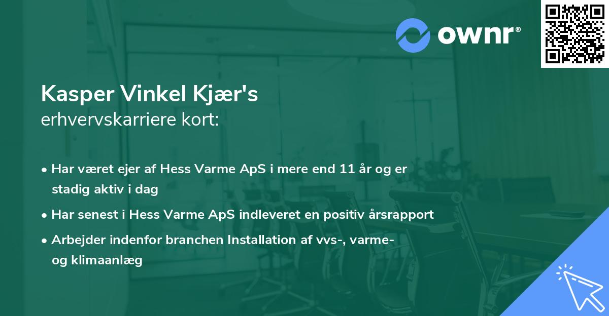 Kasper Vinkel Kjær's erhvervskarriere kort