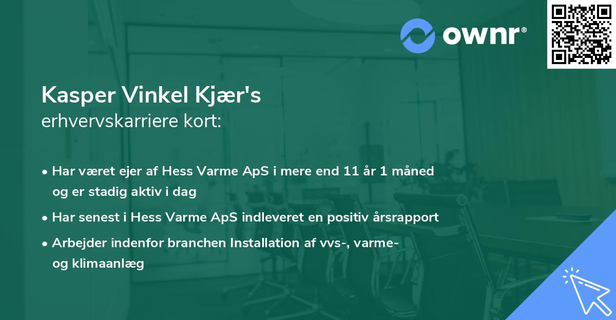 Kasper Vinkel Kjær's erhvervskarriere kort