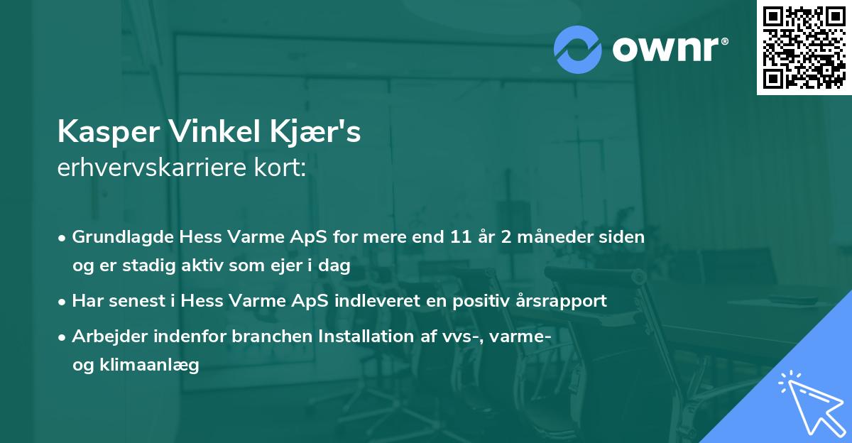 Kasper Vinkel Kjær's erhvervskarriere kort