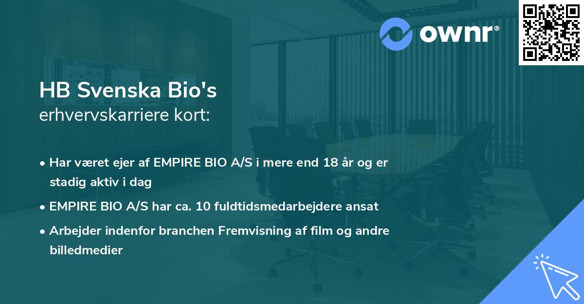 HB Svenska Bio's erhvervskarriere kort
