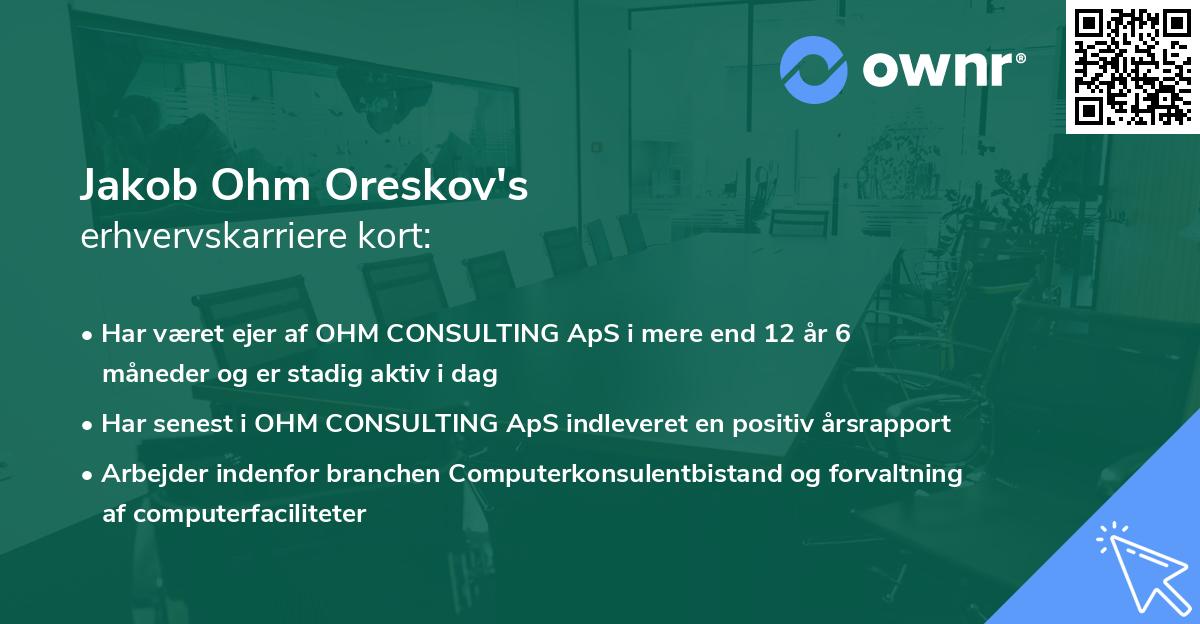Jakob Ohm Oreskov's erhvervskarriere kort