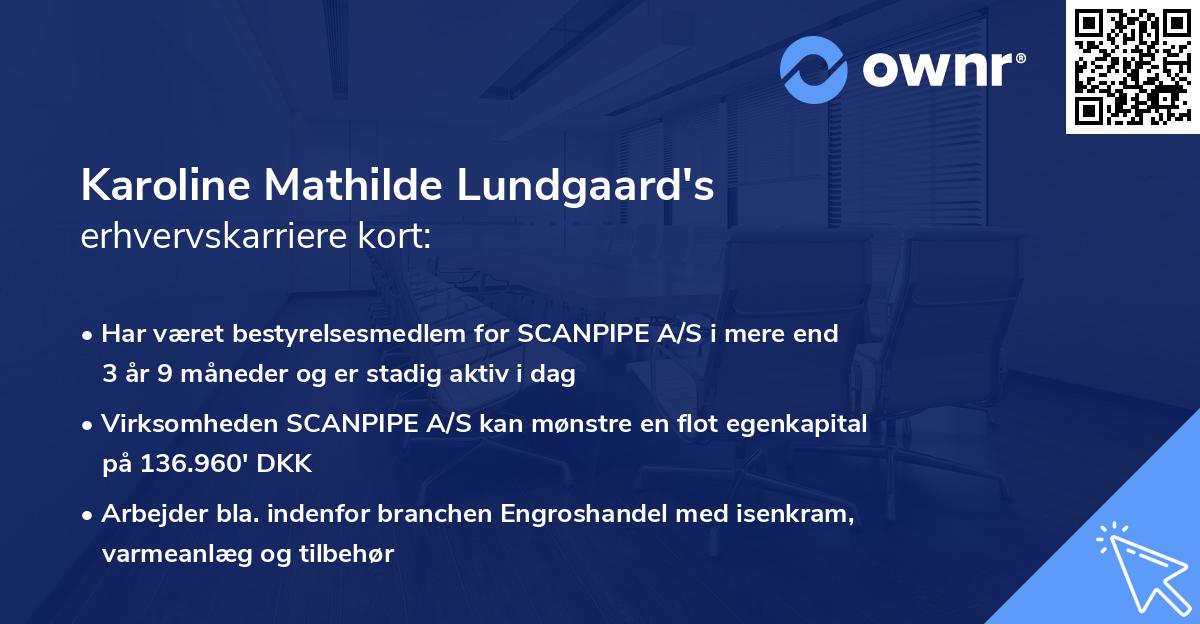 Karoline Mathilde Lundgaard's erhvervskarriere kort