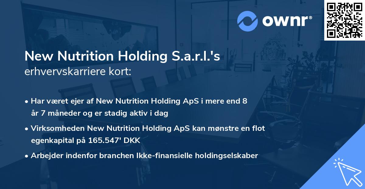 New Nutrition Holding S.a.r.l.'s erhvervskarriere kort
