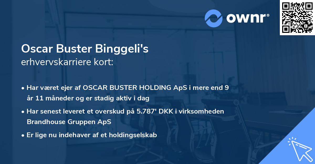 Oscar Buster Binggeli's erhvervskarriere kort