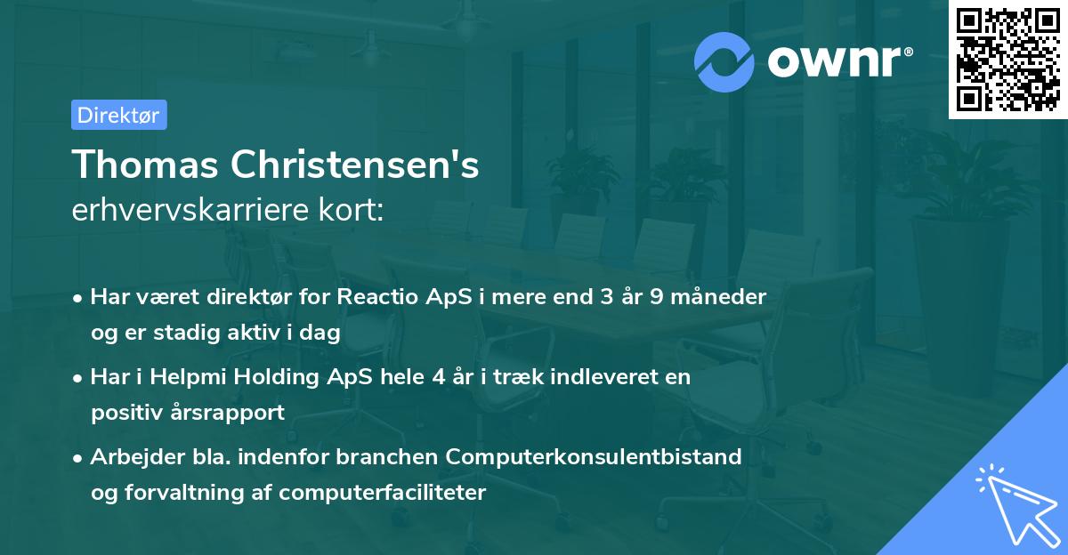 Thomas Christensen's erhvervskarriere kort