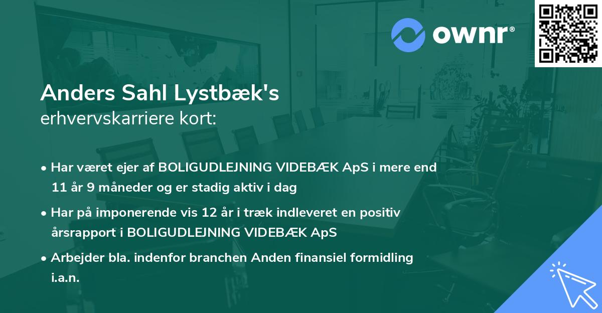 Anders Sahl Lystbæk's erhvervskarriere kort