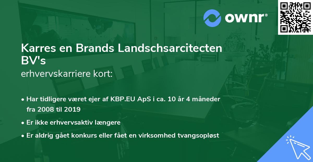 Karres en Brands Landschsarcitecten BV's erhvervskarriere kort