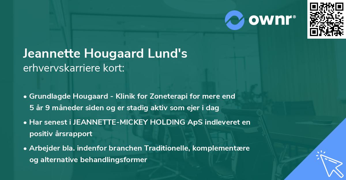 Jeannette Hougaard Lund's erhvervskarriere kort