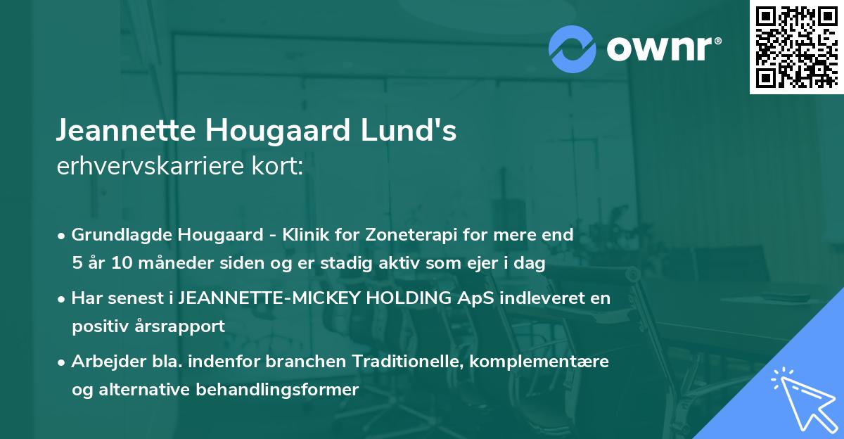 Jeannette Hougaard Lund's erhvervskarriere kort