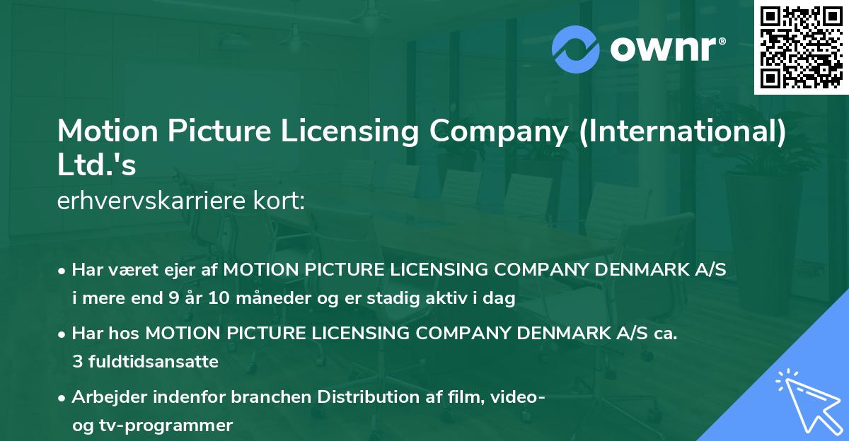 Motion Picture Licensing Company (International) Ltd.'s erhvervskarriere kort