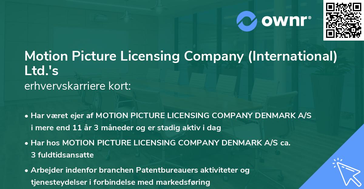 Motion Picture Licensing Company (International) Ltd.'s erhvervskarriere kort