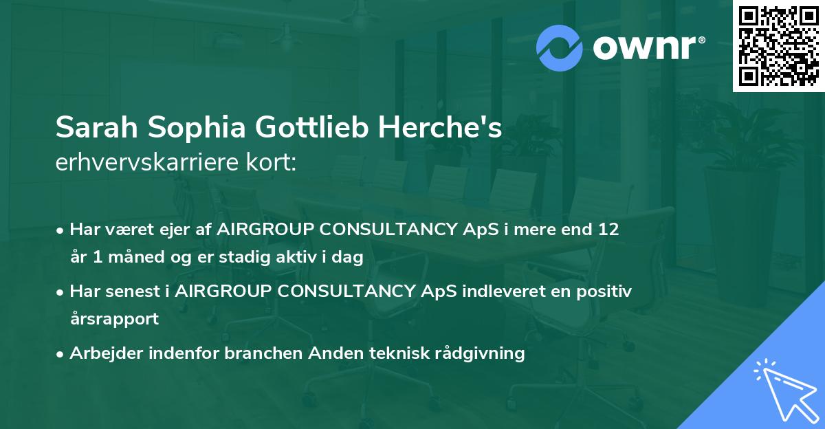 Sarah Sophia Gottlieb Herche's erhvervskarriere kort