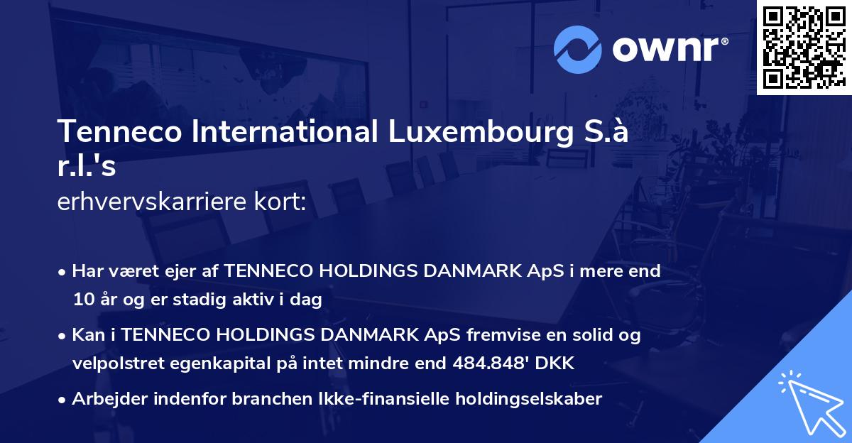 Tenneco International Luxembourg S.à r.l.'s erhvervskarriere kort