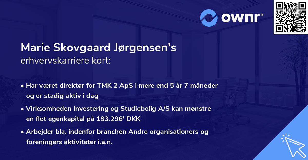Marie Skovgaard Jørgensen's erhvervskarriere kort