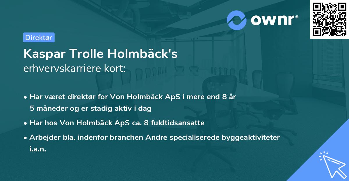 Kaspar Trolle Holmbäck's erhvervskarriere kort