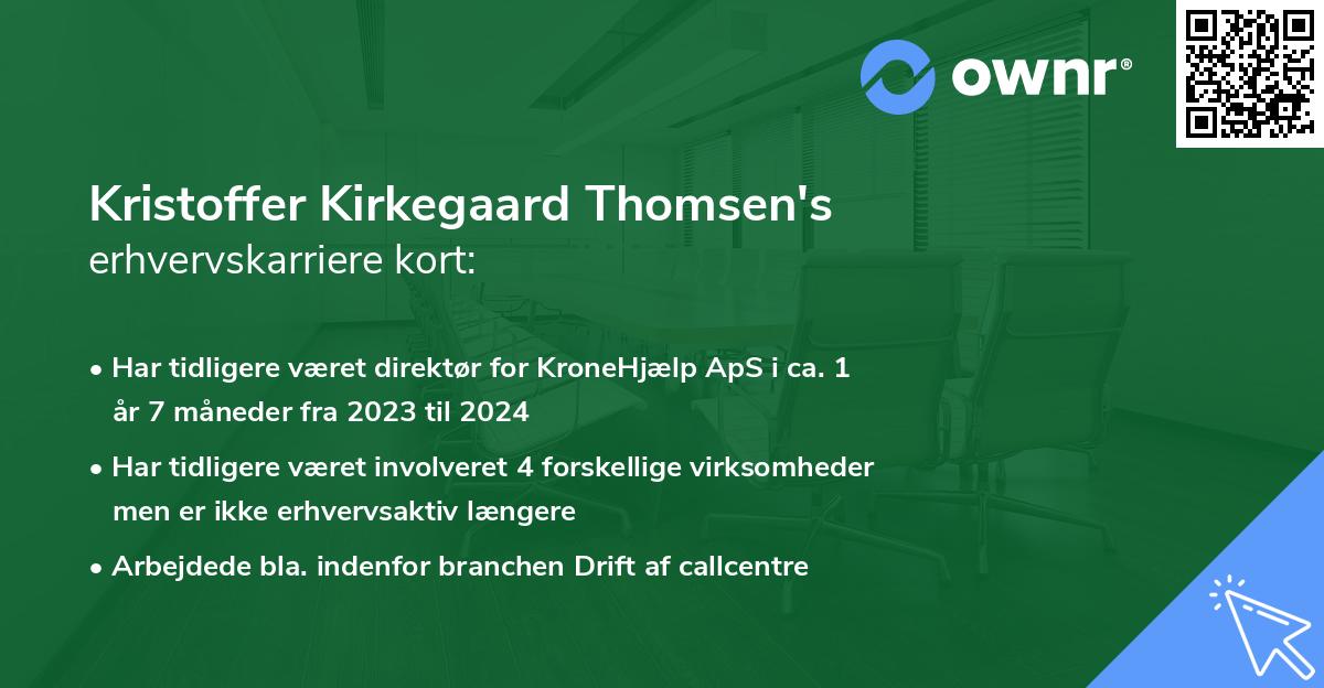 Kristoffer Kirkegaard Thomsen's erhvervskarriere kort