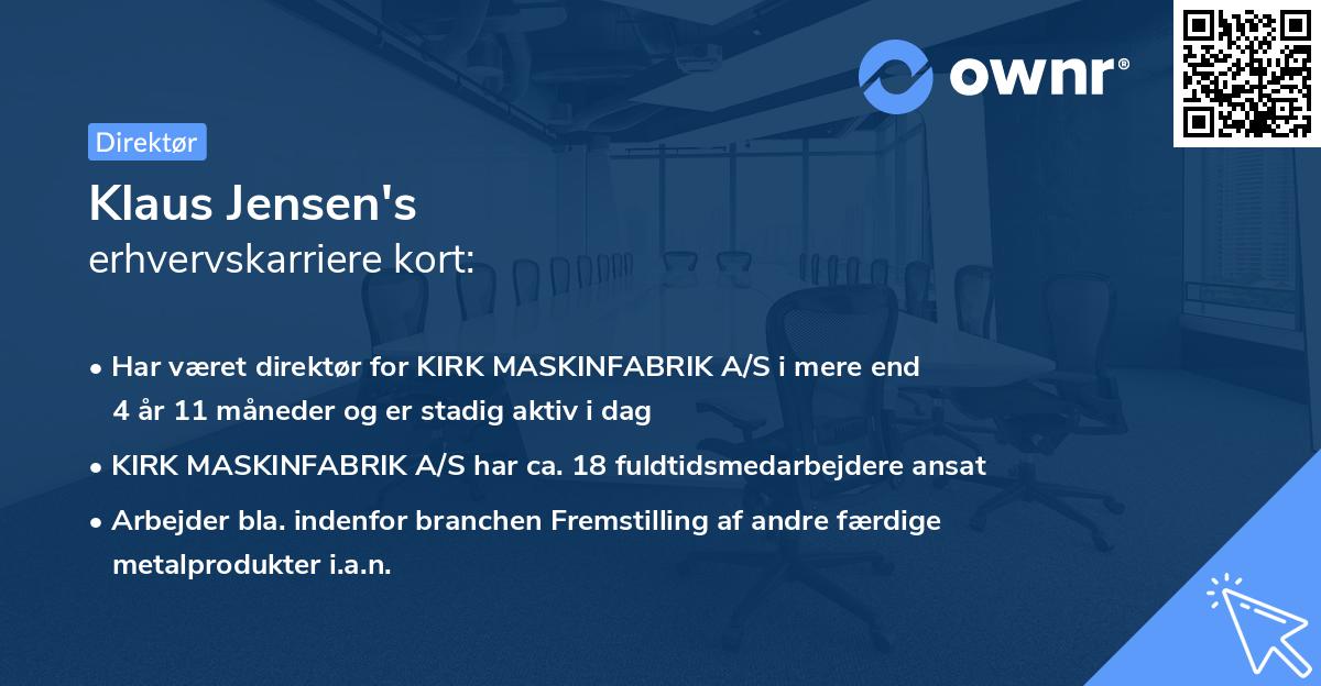 Klaus Jensen's erhvervskarriere kort