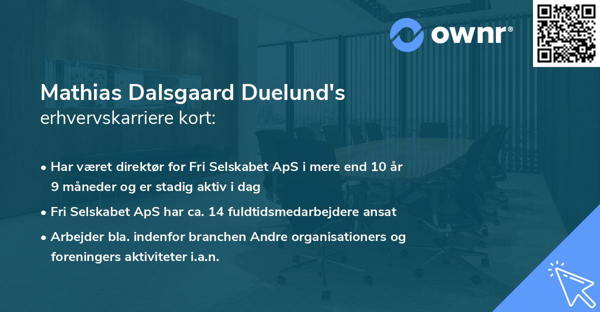 Mathias Dalsgaard Duelund's erhvervskarriere kort