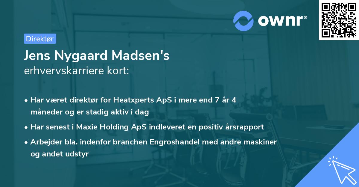 Jens Nygaard Madsen's erhvervskarriere kort