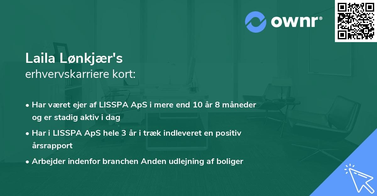 Laila Lønkjær's erhvervskarriere kort