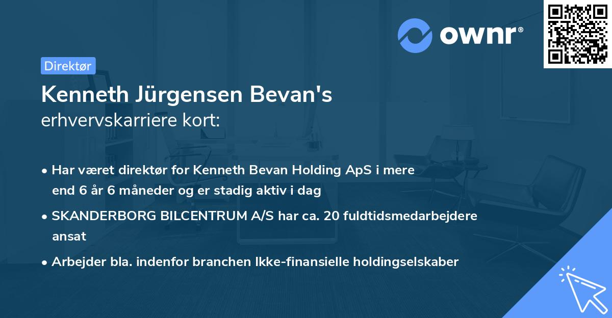 Kenneth Jürgensen Bevan's erhvervskarriere kort