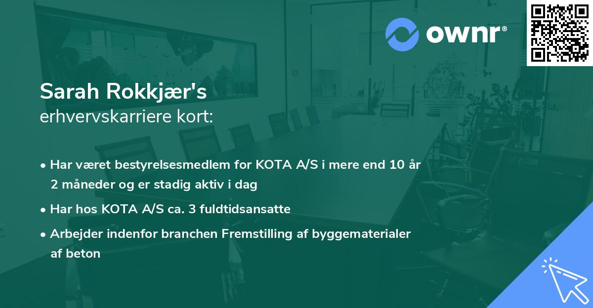 Sarah Rokkjær's erhvervskarriere kort