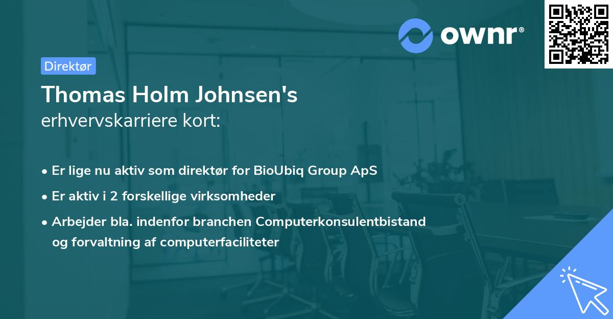 Thomas Holm Johnsen's erhvervskarriere kort