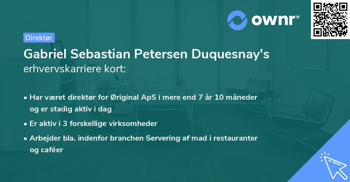 Gabriel Sebastian Petersen Duquesnay's erhvervskarriere kort