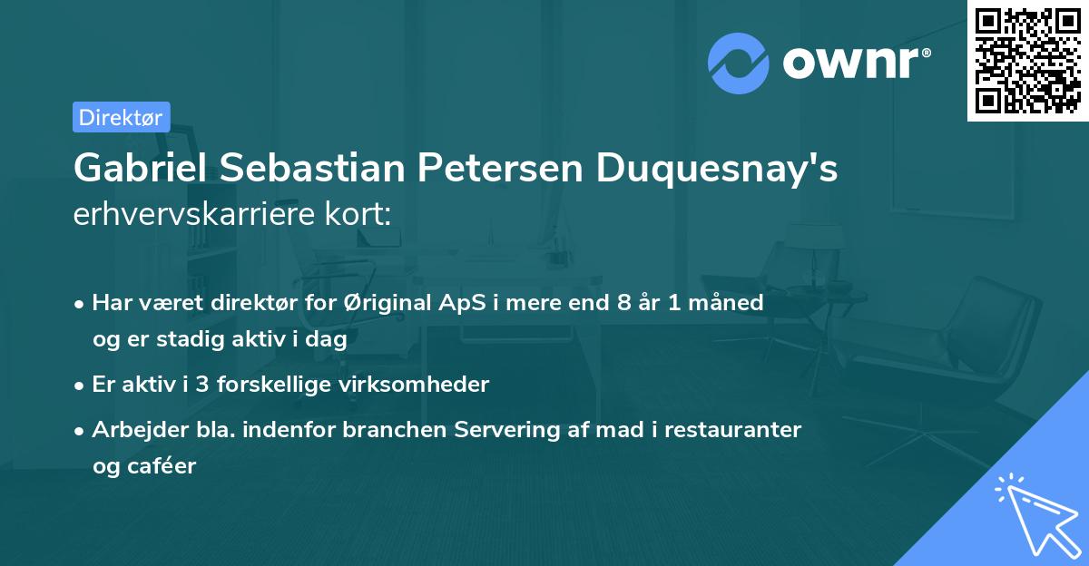 Gabriel Sebastian Petersen Duquesnay's erhvervskarriere kort