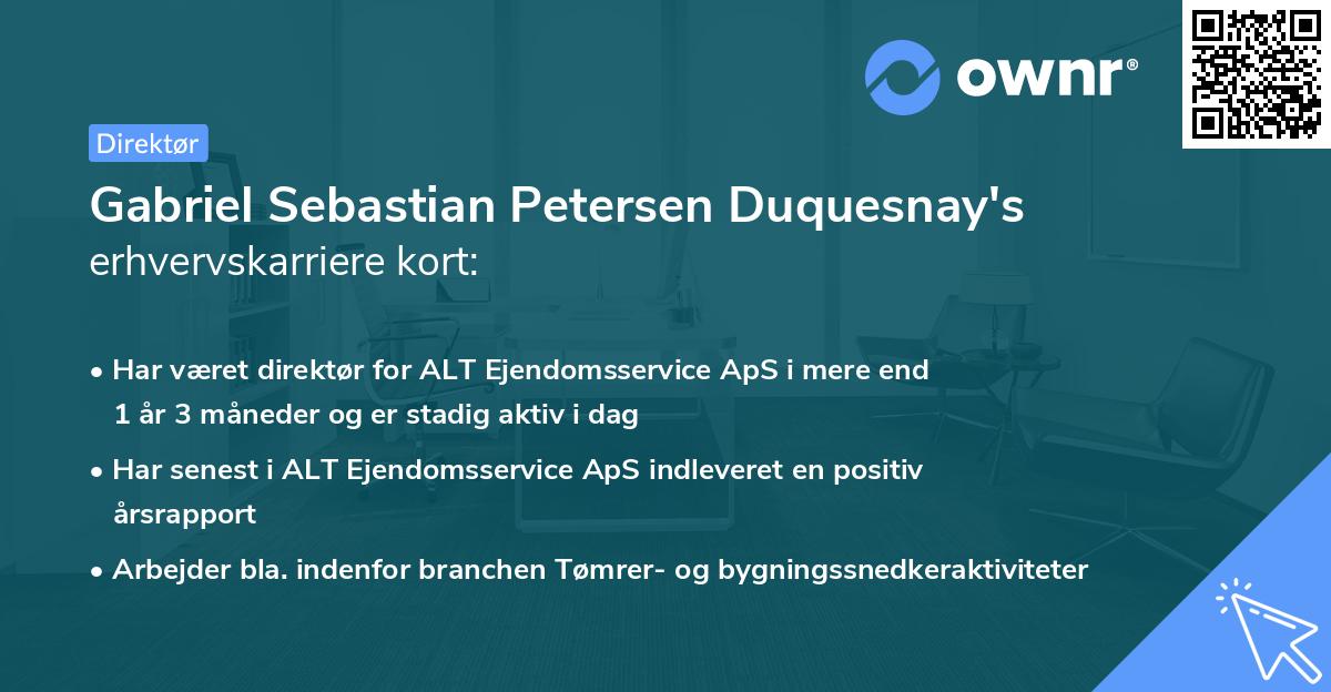 Gabriel Sebastian Petersen Duquesnay's erhvervskarriere kort