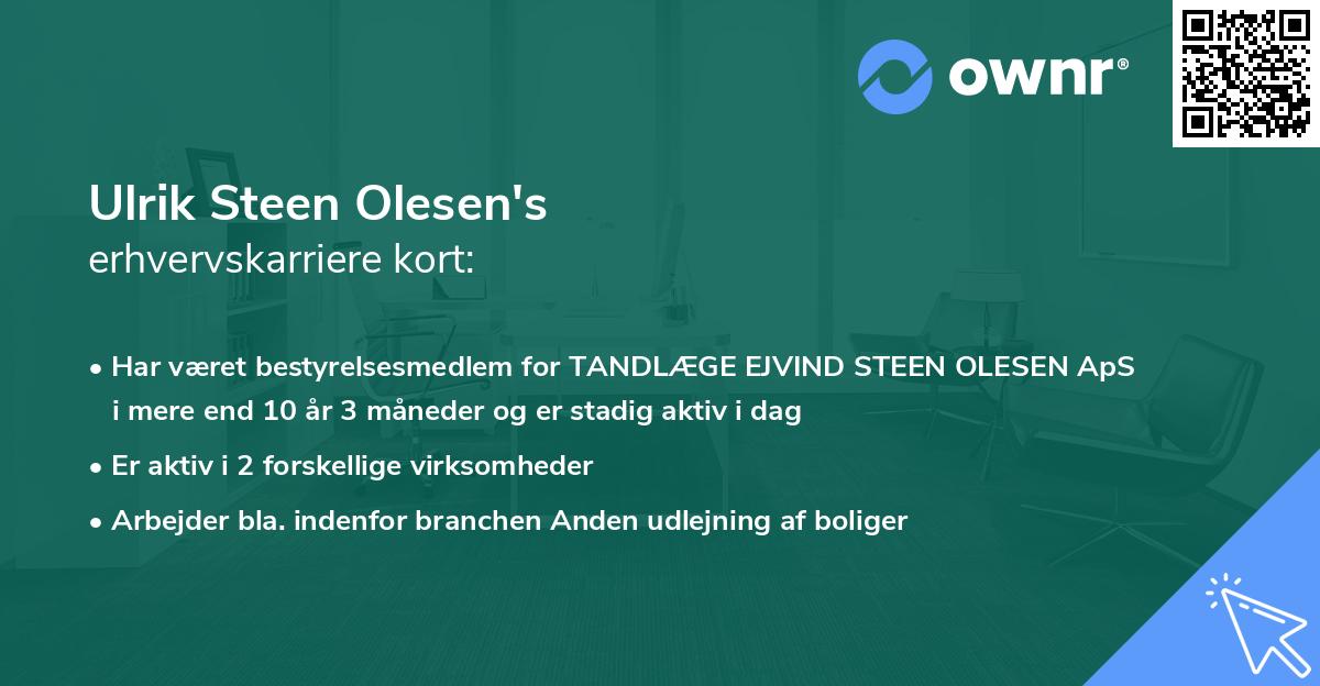 Ulrik Steen Olesen's erhvervskarriere kort