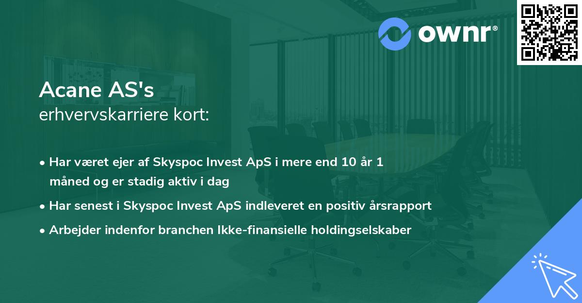 Acane AS's erhvervskarriere kort