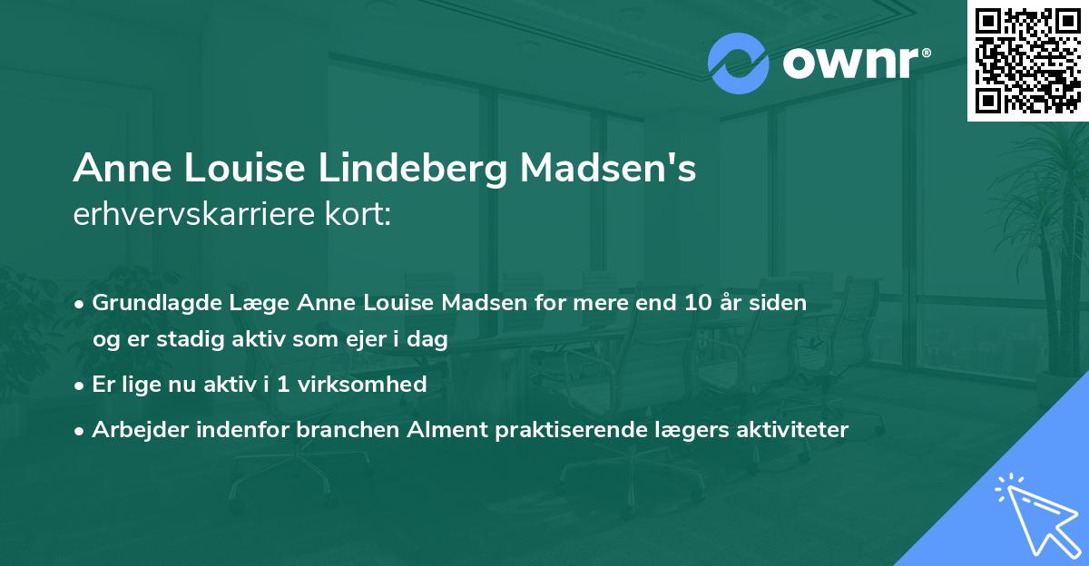 Anne Louise Lindeberg Madsen's erhvervskarriere kort