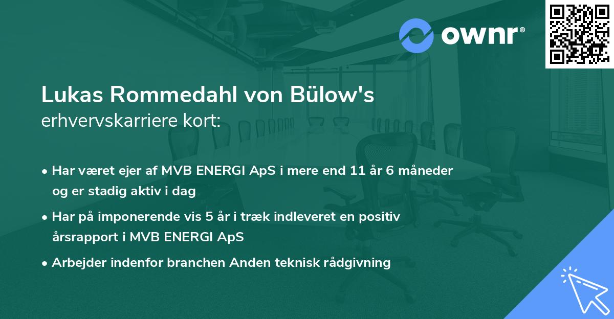 Lukas Rommedahl von Bülow's erhvervskarriere kort