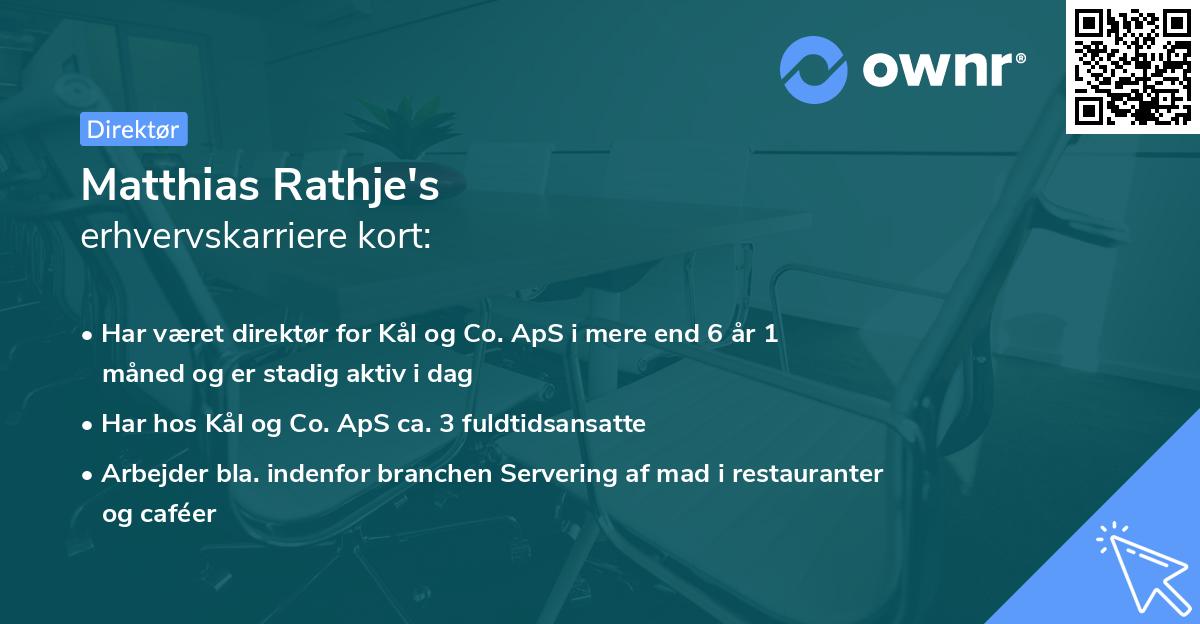 Matthias Rathje's erhvervskarriere kort