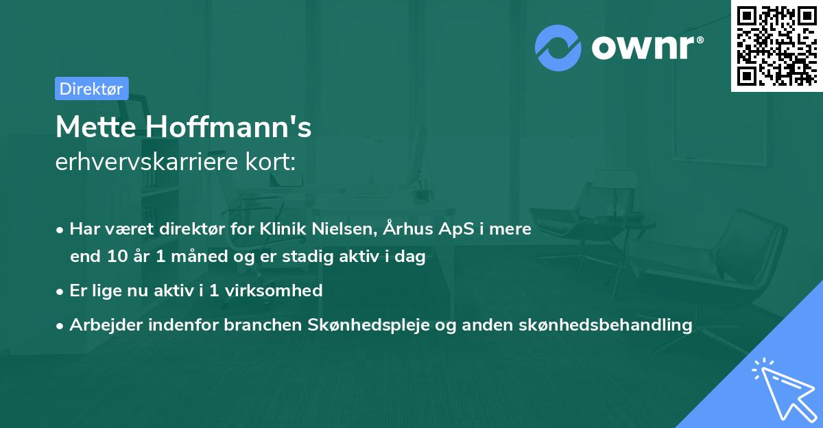 Mette Hoffmann's erhvervskarriere kort