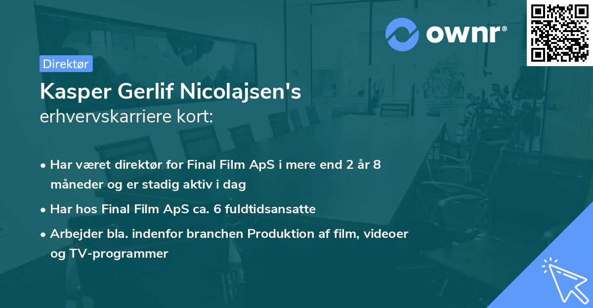 Kasper Gerlif Nicolajsen's erhvervskarriere kort