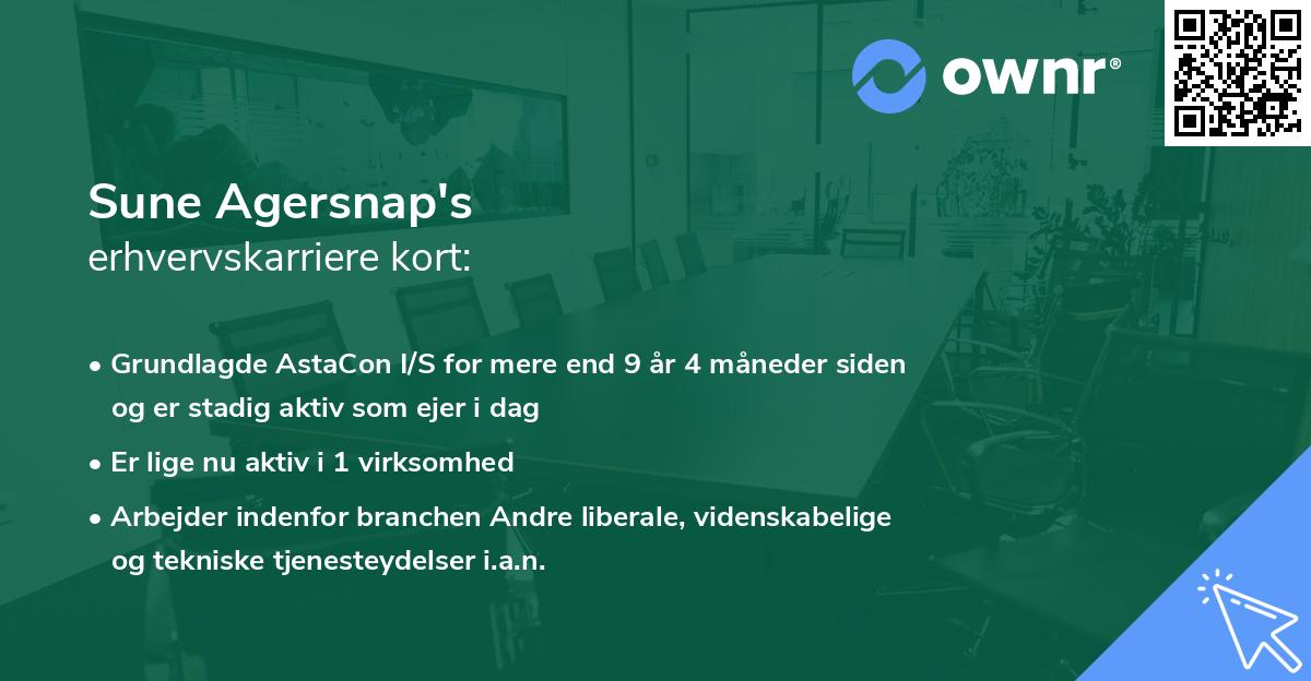 Sune Agersnap's erhvervskarriere kort