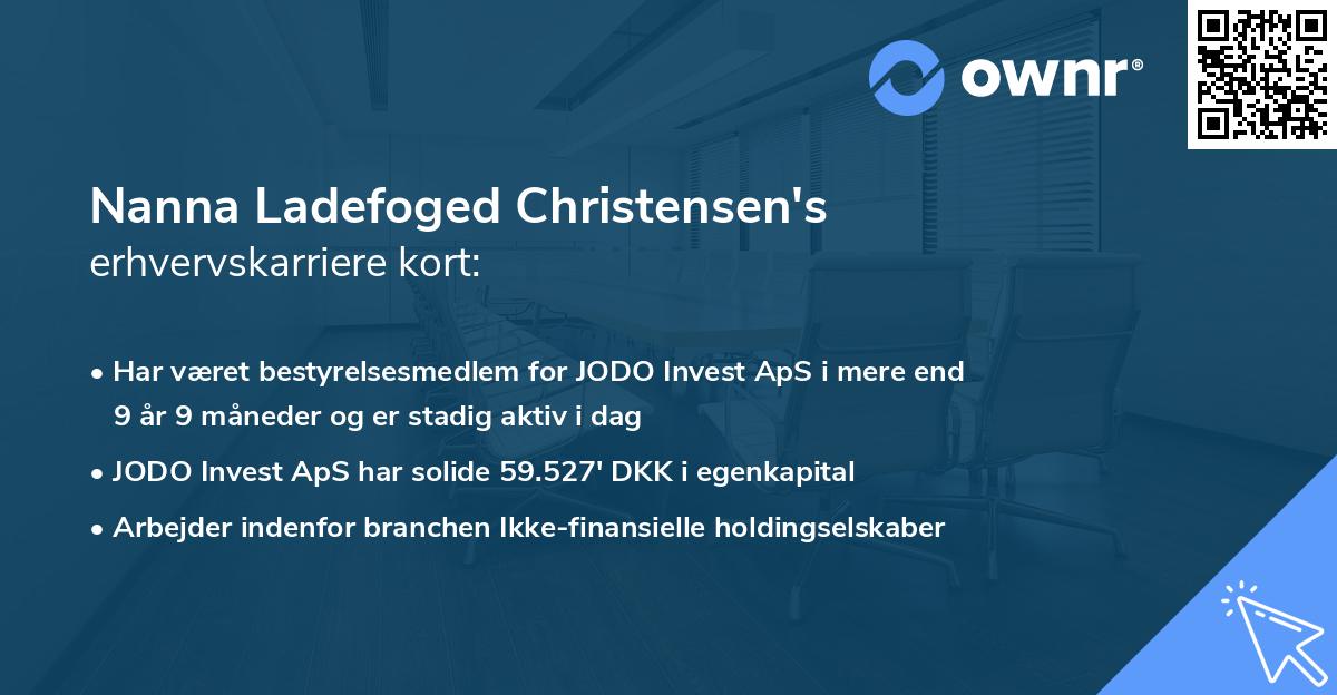 Nanna Ladefoged Christensen's erhvervskarriere kort