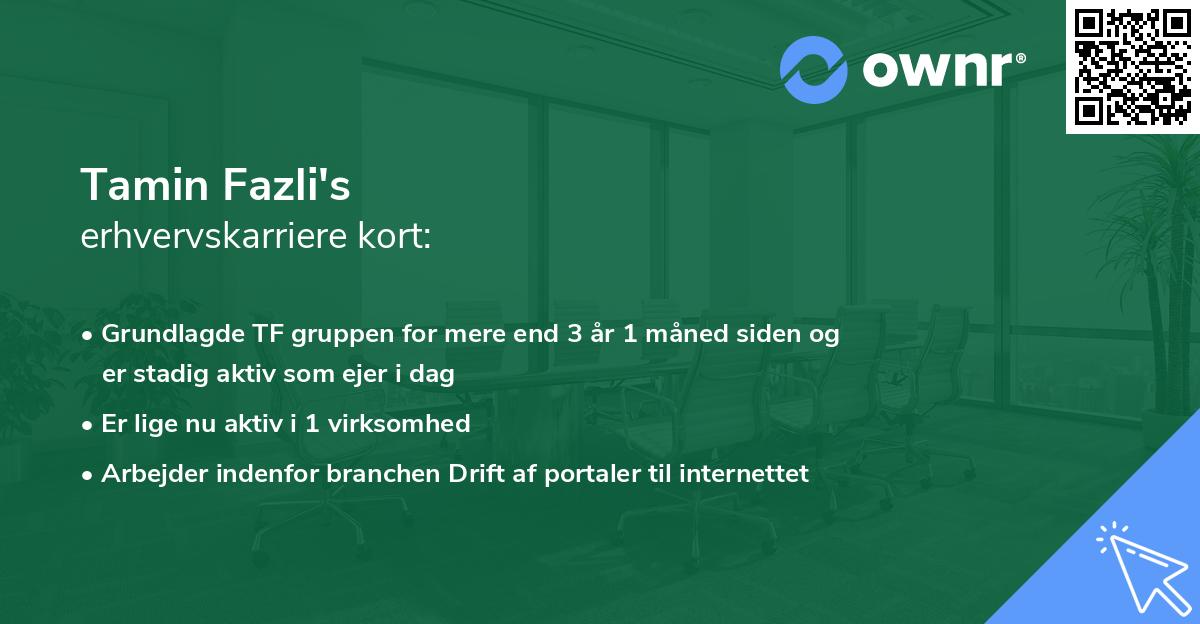 Tamin Fazli's erhvervskarriere kort