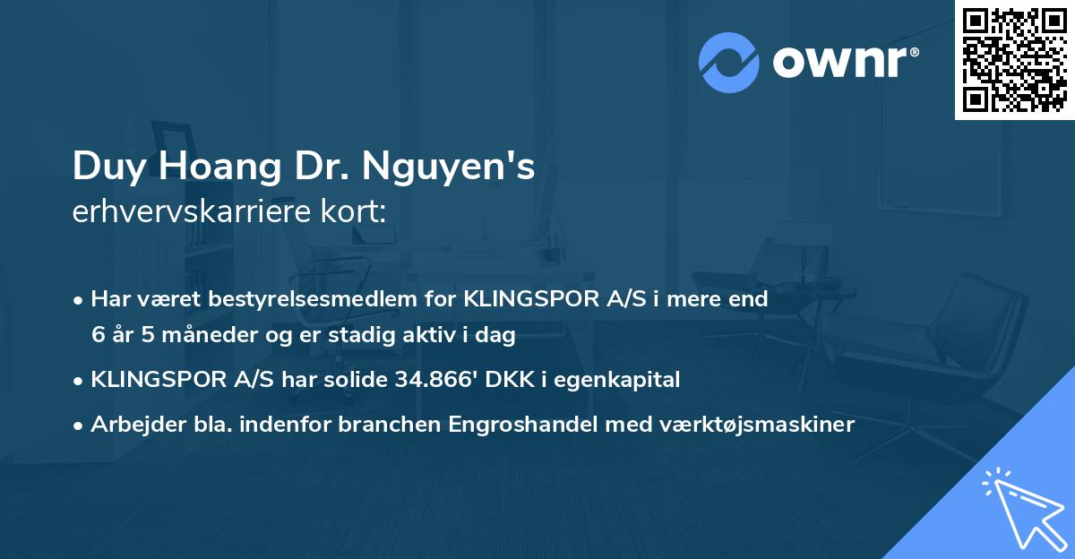 Duy Hoang Dr. Nguyen's erhvervskarriere kort