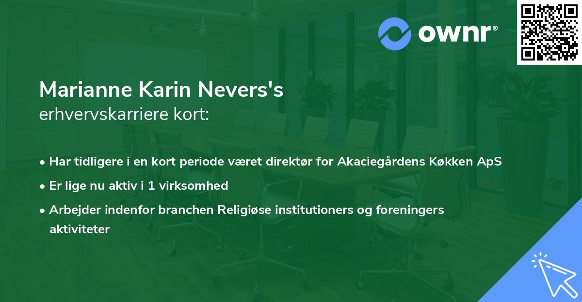 Marianne Karin Nevers's erhvervskarriere kort