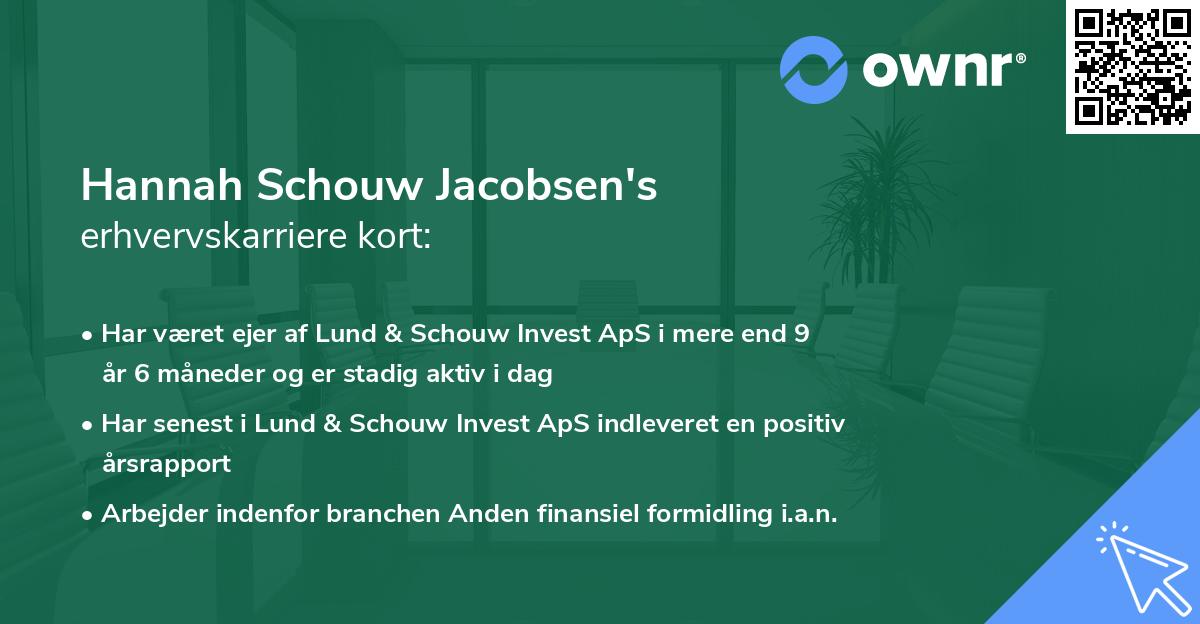 Hannah Schouw Jacobsen's erhvervskarriere kort