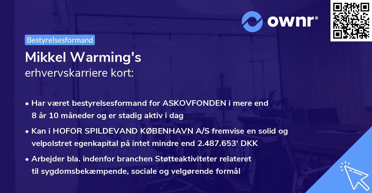 Mikkel Warming's erhvervskarriere kort