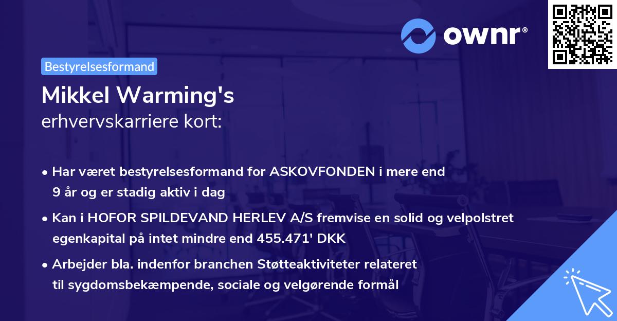 Mikkel Warming's erhvervskarriere kort