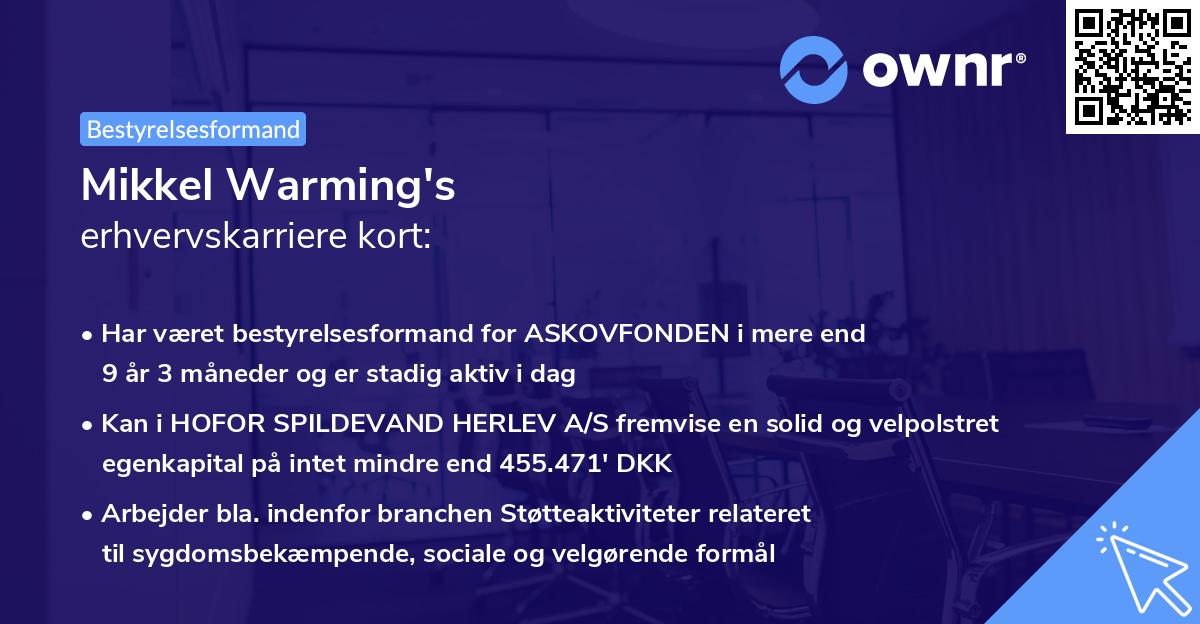 Mikkel Warming's erhvervskarriere kort